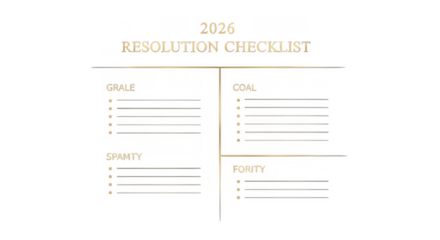 2026 resolution checklist with goals, priorities, and todo lists, isolated on transparent background