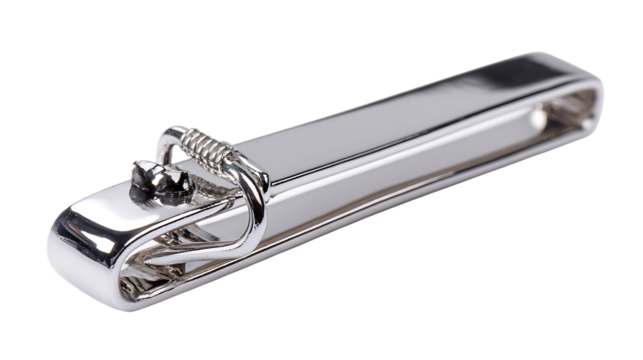 Shiny silver metal latch isolated on transparent background for securing objects