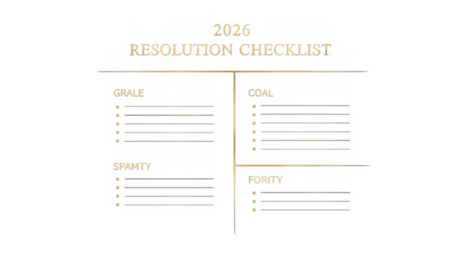 2026 resolution checklist with goals, priorities, and todo lists, isolated on transparent background - Powered by Adobe