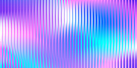 Fractal glass holographic background with foil texture. Neon corrugated gradient pattern with 3d vaporwave effect
