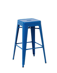 Blue metal stool isolated on a transparent background