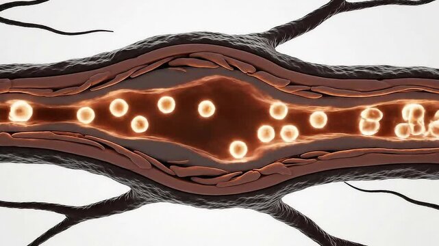 Medical Animation Depicting Arterial Plaque Buildup With Flowing Emboli and Vascular Network Close Up