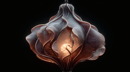 Distorted lantern pumpkin with abyss light and twisted body on white