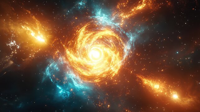 Vibrant cosmic spiral creating wormhole effect in space