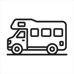 Rv motorhome side view outline icon vector