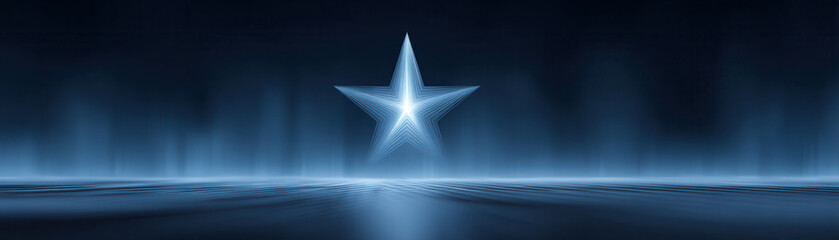 Glowing star blue light abstract background futuristic digital art reflection misty night fantasy serene atmosphere create sense of wonder and calm in this captivating scene