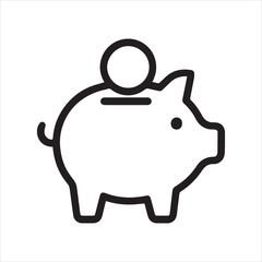 Piggy bank outline icon vector