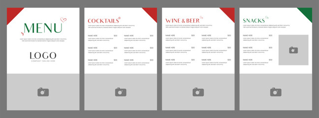 Minimal modern drink menu template featuring clean layout elegant typography and simple beverage sections perfect for bars cafes restaurants and lounge menu designs suitable for professional printable