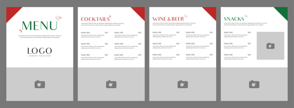 Minimal modern drink menu template featuring clean layout elegant typography and simple beverage sections perfect for bars cafes restaurants and lounge menu designs suitable for professional printable - Powered by Adobe