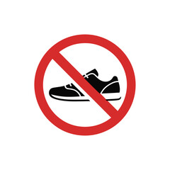 No shoes allowed sign with red circle and diagonal line