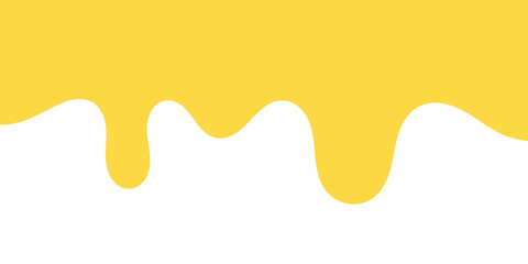 Abstract vector graphic of yellow liquid, like honey or paint, dripping down on a white background.