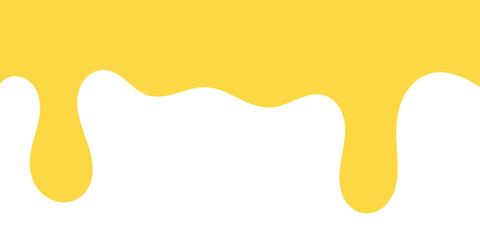 A simple graphic illustration featuring yellow paint dripping down on a white background.