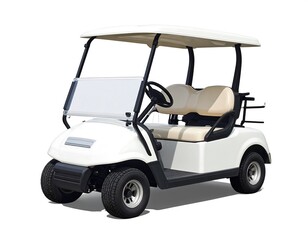 Isolated white golf cart on a clean background, perfect for sports and recreation