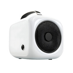 Fototapeta premium Retrostyle white speaker with black grill isolated on transparent background