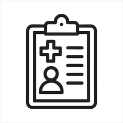 Medical chart clipboard outline icon vector