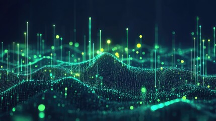 Big data visualization displaying network technology and computing