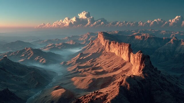 A vast crater field bathed in golden morning light, smoke rising from the earth and casting long shadows over rugged terrain
