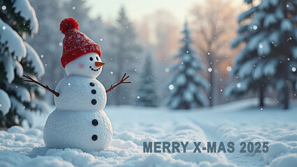 Ein Schneemann im Schnee - Weihnachten 2025
