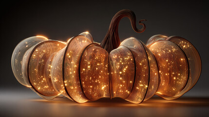Drift pumpkin with floating segments and soft beam lights on white