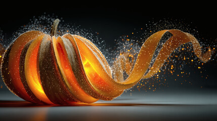 Drift pumpkin with floating segments and soft beam lights on white