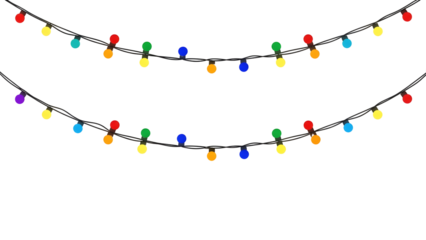 Colorful string lights vector illustration festive decoration element for holiday designs isolated on white background