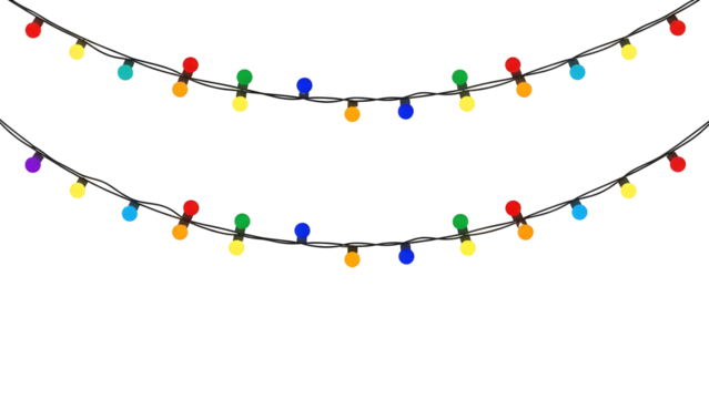 Colorful string lights vector illustration festive decoration element for holiday designs isolated on white background