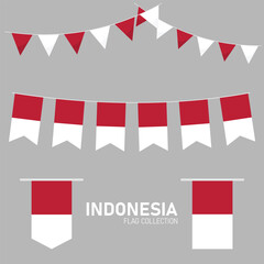 Obraz premium Indonesia national flag collection, Flag garlands festive bunting triangle banners and hanging flag