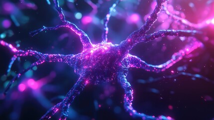 Neuron model showing brain artificial intelligence network connections
