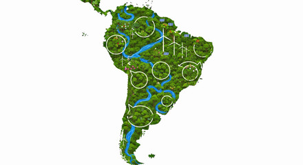 South America Environmental Preservation and Renewable Energy Initiatives Illustrated
