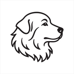Great Pyrenees dog head side profile outline vector