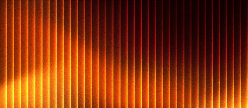 Abstract grainy ribbed glass background in golden orange tones with glossy curved texture, vertical light lines and smooth gradient for use in luxury design or digital surface visuals