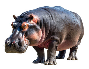 Fototapeta premium Hippopotamus isolated on white background, transparent PNG