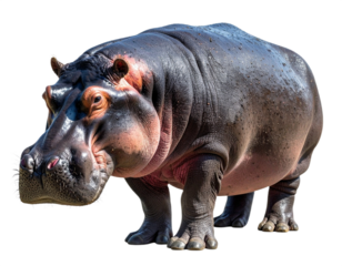 Hippopotamus isolated on white background, transparent PNG