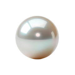 A single lustrous white pearl with a smooth surface isolated on transparent background