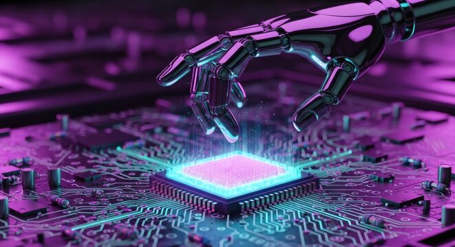 Artificial Intelligence and Computer Chip Futuristic Concept of Robotics and Technology