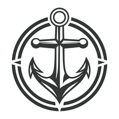 Nautical anchor symbol is encircled by thick concentric lines