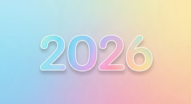 Pastel 2026 number design soft gradient background perfect for new year graphics and invitations