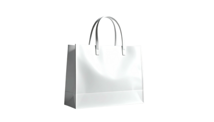 Simple white shopping bag with handles isolated on black background