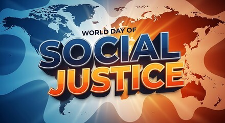 World map background with the text world day of social justice in bold letters