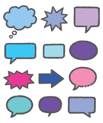 Colorful Hand-Drawn Communication Bubbles Set Speech Balloon Collection for Comic and Pop Art Projects