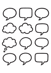 Collection of Hand-Drawn Speech and Thought Bubbles