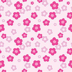 Japanese Cute Pink Cherry Blossom Fall Vector Seamless Pattern
