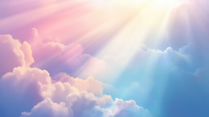 Pastel light beams creating ethereal sky atmosphere