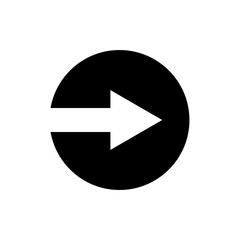 Forward arrow icon in a black circular shape, indicating progress, navigation, or the next step within a digital interface.