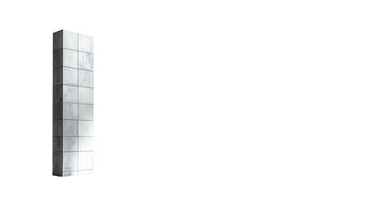 Tall, grey rectangular building silhouetted against black