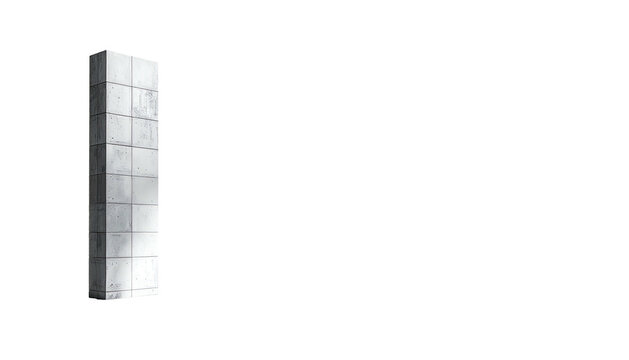 Tall, grey rectangular building silhouetted against black