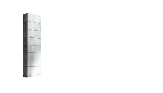 Tall, grey rectangular building silhouetted against black - Powered by Adobe