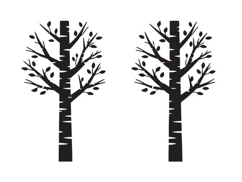 Birch tree icon vector illustration solid black white background nature