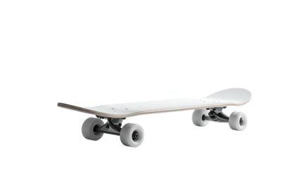 Blank white skateboard on black. Studio lighting. Simplicity