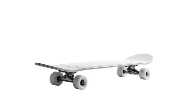 Blank white skateboard on black. Studio lighting. Simplicity